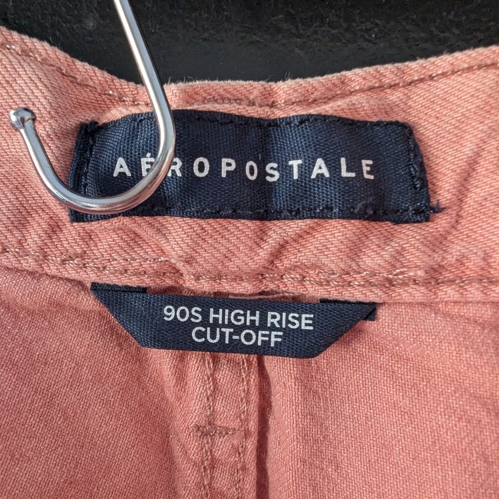 Aeropostale 90s High Rise Cut Off Denim Shorts Pink Distressed Raw Hem Size 10 - Picture 8 of 8